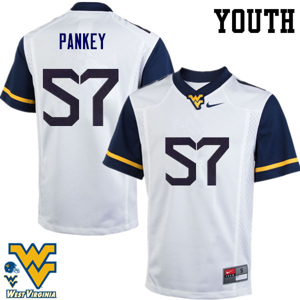 Youth #57 Adam Pankey West Virginia Mountaineers College Football Jerseys-White - Click Image to Close